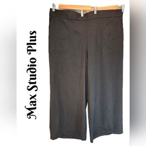 Max Studio Plus Womens Sz 3X Black Easy Wide Leg Trousers Pull On Stretch